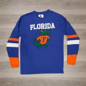 Starter College Vault Florida Gators Long Sleeve Shirt Blue Orange Stripe Mens L